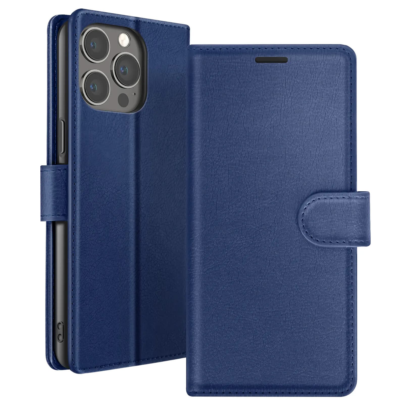 Zanaé Étui Portefeuille pour iPhone 13 Pro Max Support et Languette Magnétique Bleu nuit