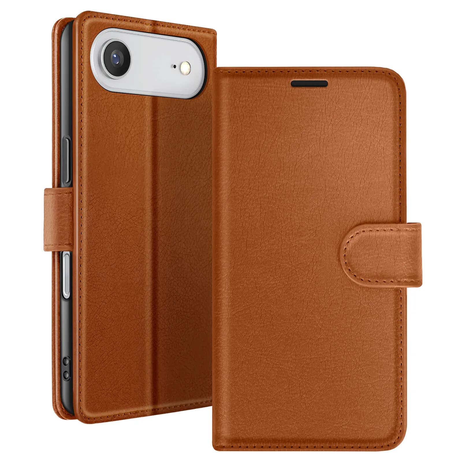 Zanaé Étui Portefeuille pour iPhone 17 Air Fonction Support et Languette Magnétique Marron