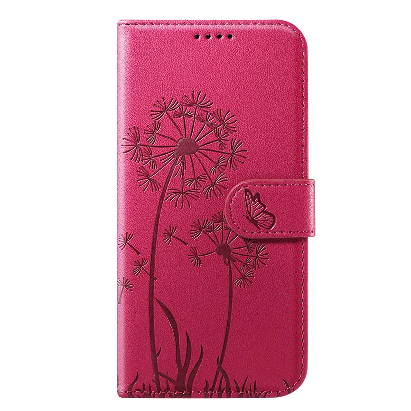 Zanaé Étui Portefeuille pour iPhone 17 Pro Max Premium Design Fleurs Papillon Rouge