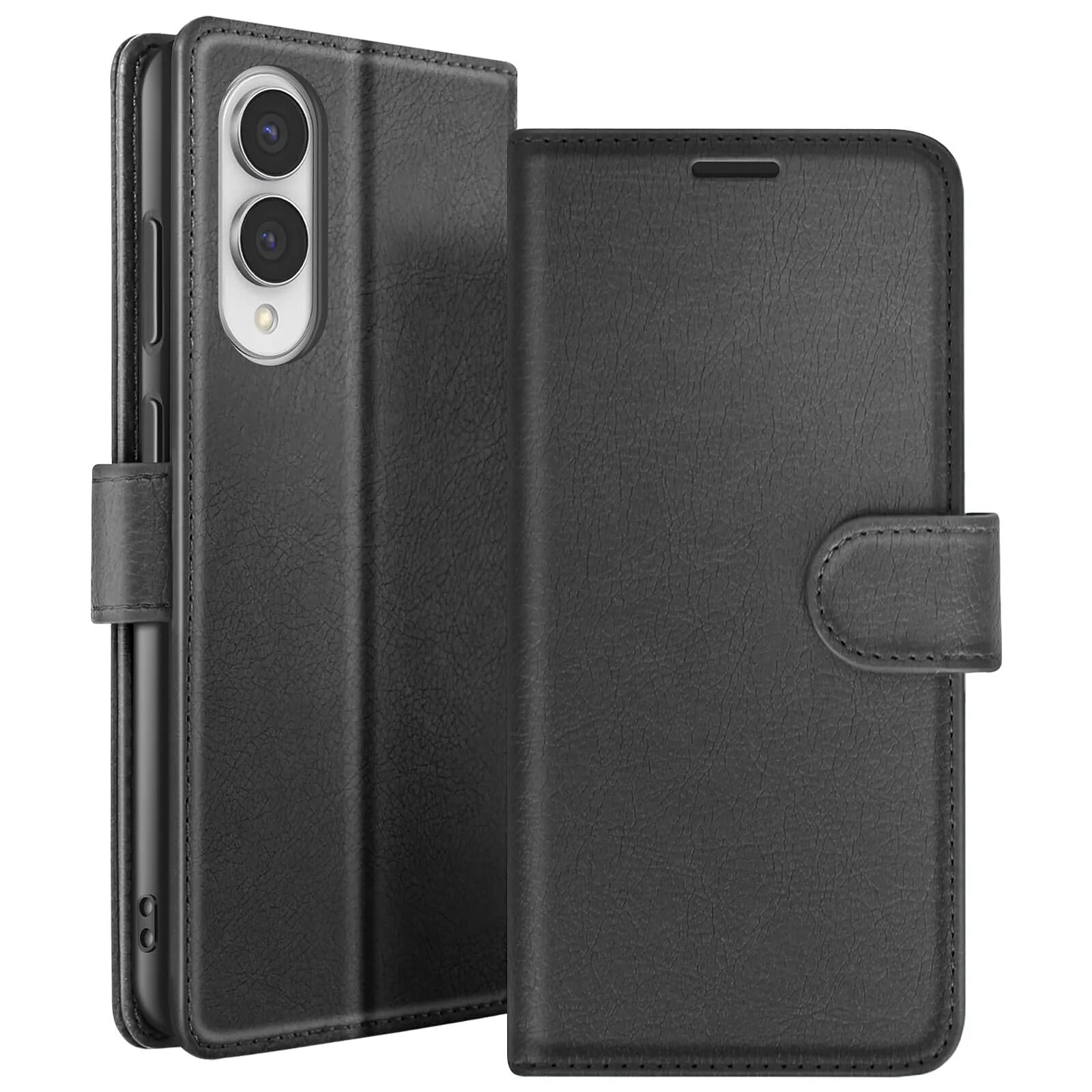 Zanaé Étui Portefeuille pour Galaxy S25 Edge avec Support et Languette Magnétique Noir