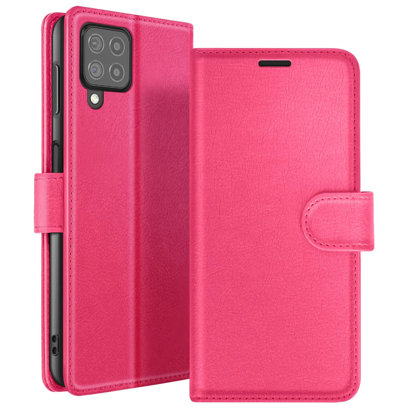 Zanaé Étui Portefeuille pour Galaxy M22 / M32 / A22 Support et Languette Magnétique Fuchsia