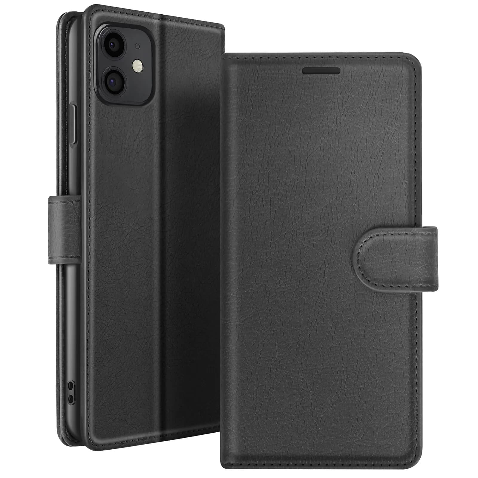 Zanaé Étui Portefeuille pour iPhone 11 Support et Languette Magnétique Noir