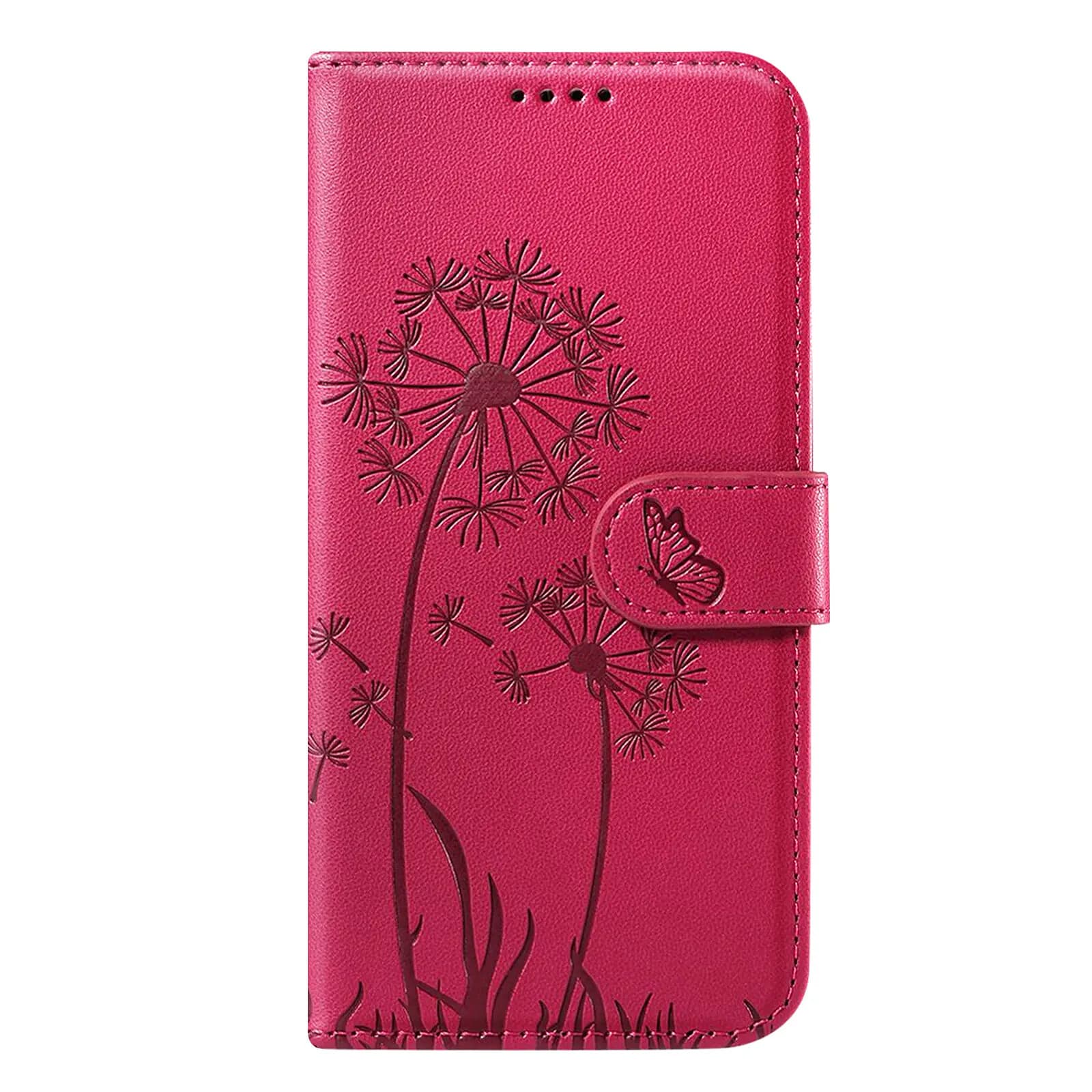 Zanaé Étui Portefeuille pour Galaxy S24 / S25 Premium Design Fleurs Papillon Rouge