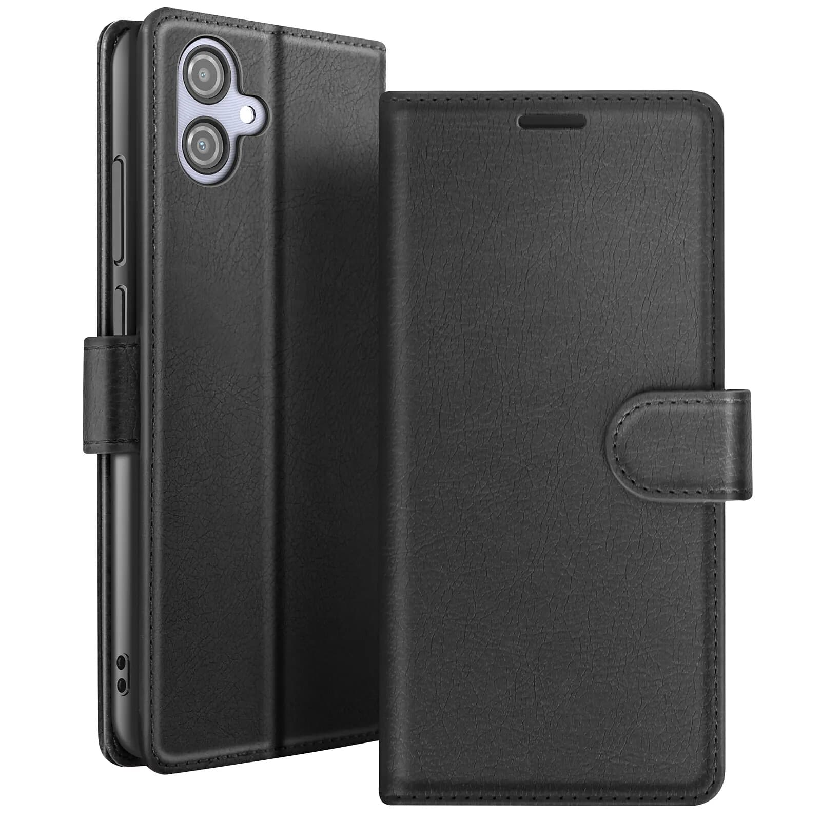 Zanaé Étui Portefeuille pour Galaxy A04e avec Fonction Support et Languette Magnétique Noir