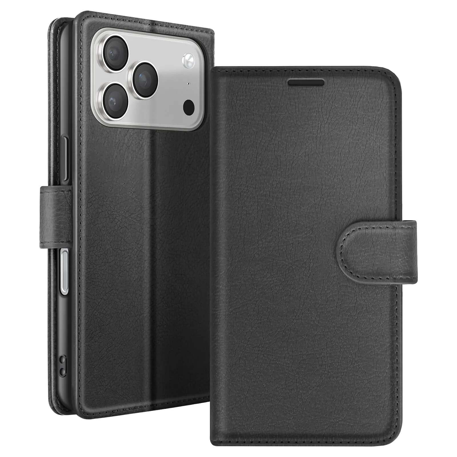 Zanaé Étui Portefeuille pour iPhone 17 Pro Max avec Support et Languette Magnétique Noir