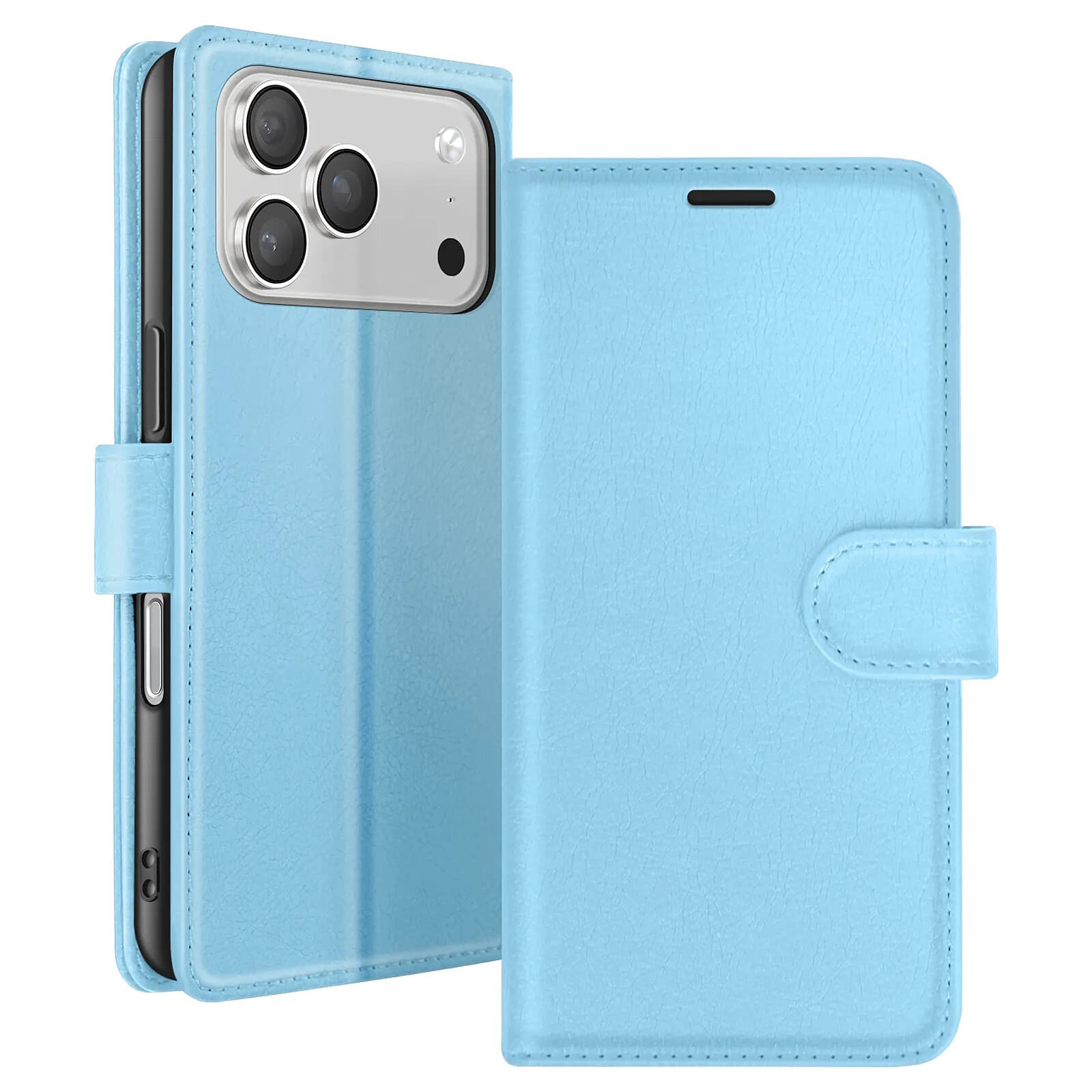 Zanaé Étui Portefeuille pour iPhone 17 Pro Max avec Support et Languette Magnétique Bleu clair