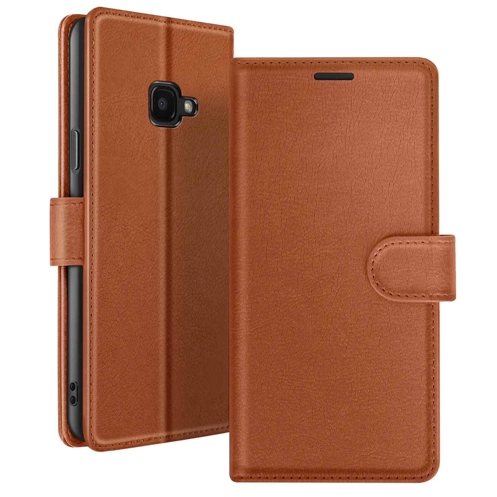 Zanaé Étui Portefeuille pour Galaxy XCover 4 / 4s avec Support et Languette Magnétique Marron