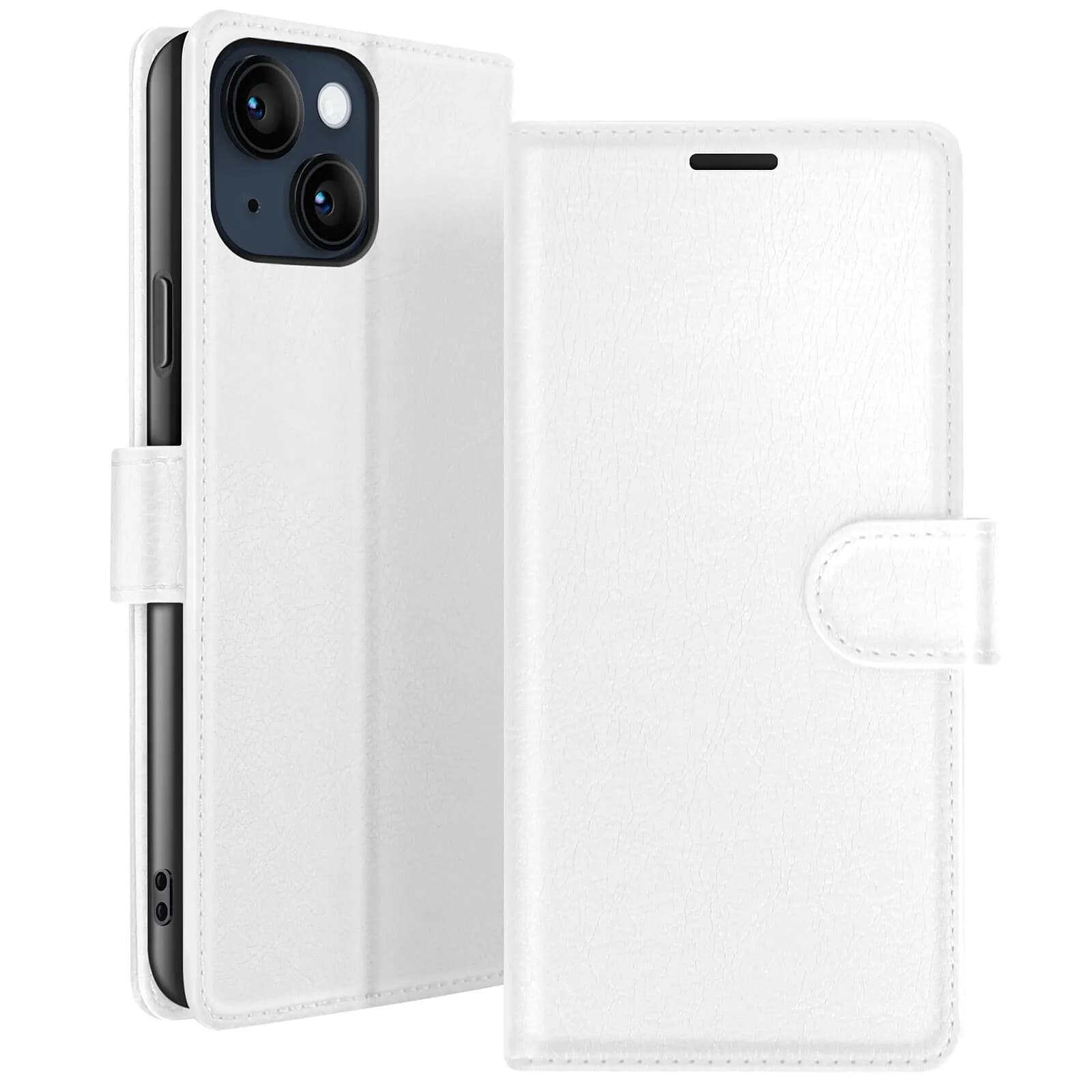 Zanaé Étui Portefeuille pour iPhone 14 Support et Languette Magnétique Blanc