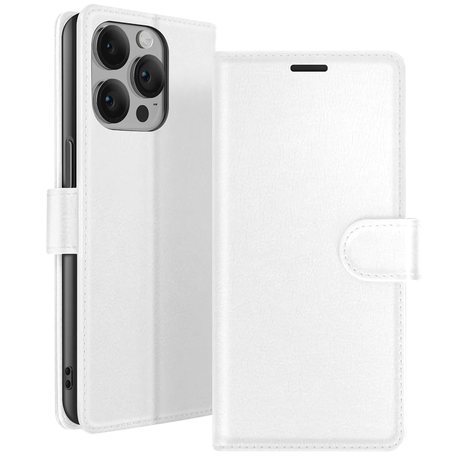 Zanaé Étui Portefeuille pour iPhone 14 Pro Max Support et Languette Magnétique Blanc