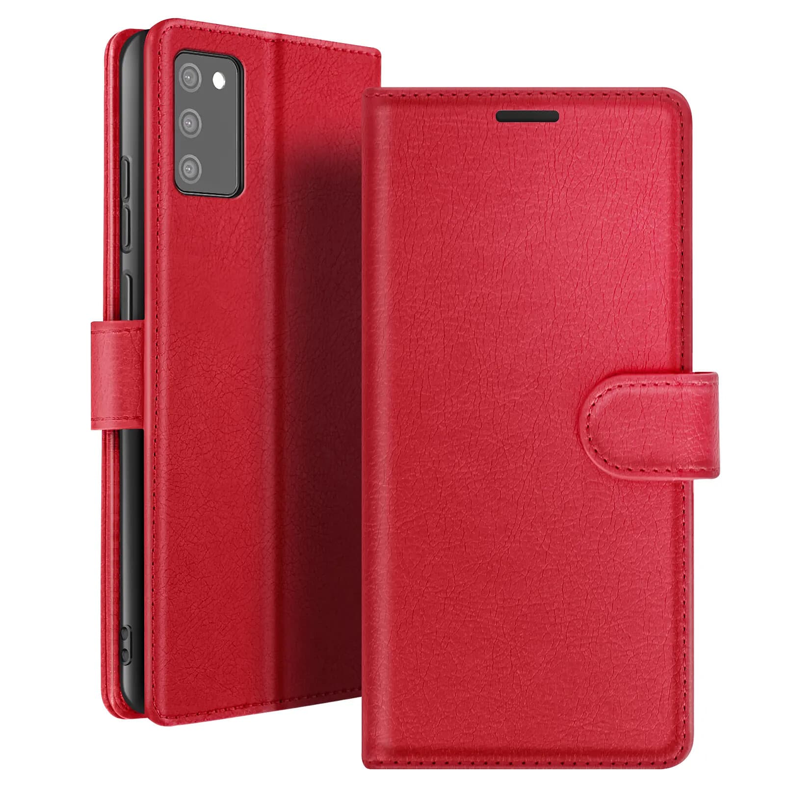 Zanaé Étui Portefeuille pour Galaxy A02s / A03s avec Support et Languette Magnétique Rouge