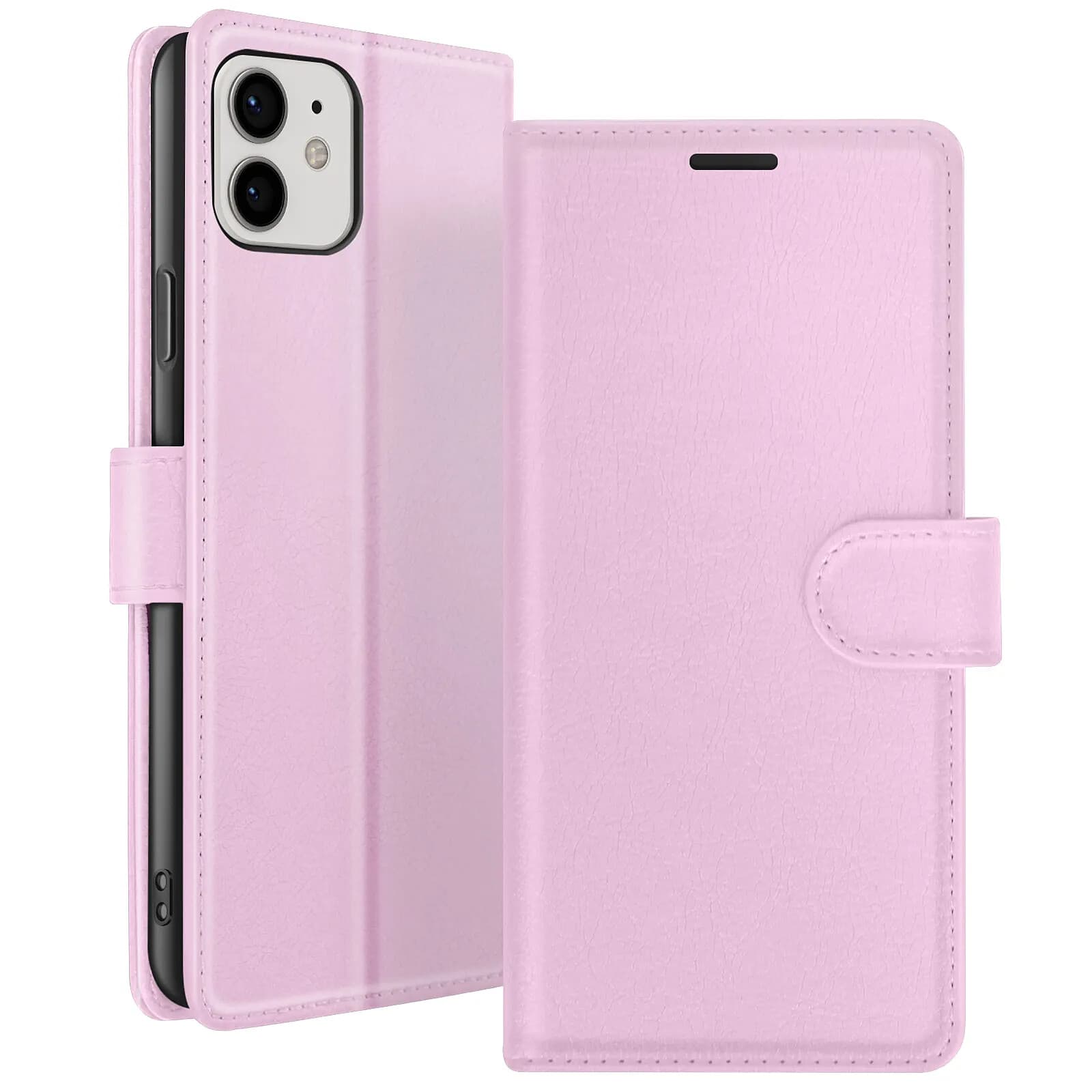 Zanaé Étui Portefeuille pour iPhone 12 et 12 Pro Support et Languette Magnétique Rose