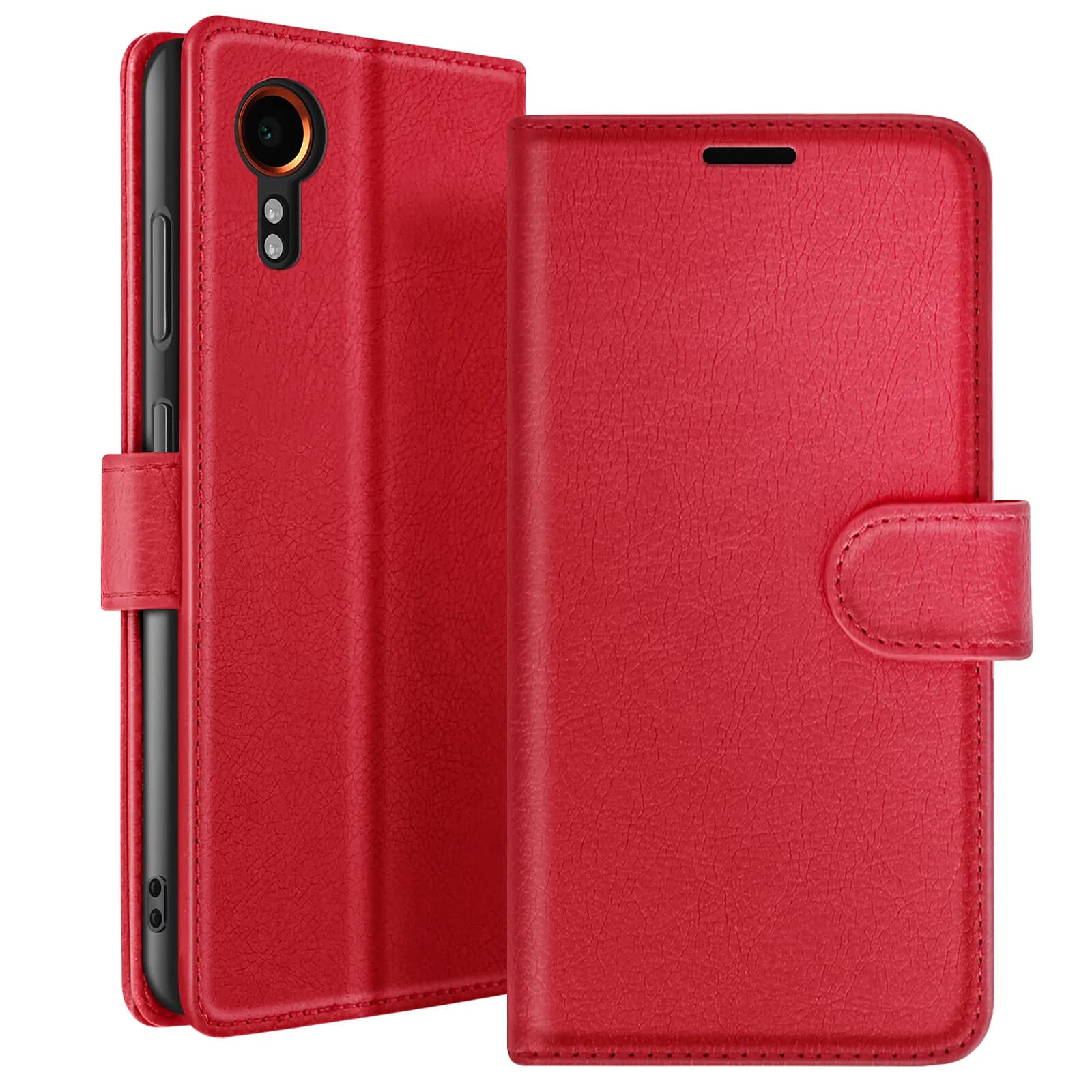Zanaé Étui Portefeuille pour Galaxy XCover 7 avec Support et Languette Magnétique Rouge