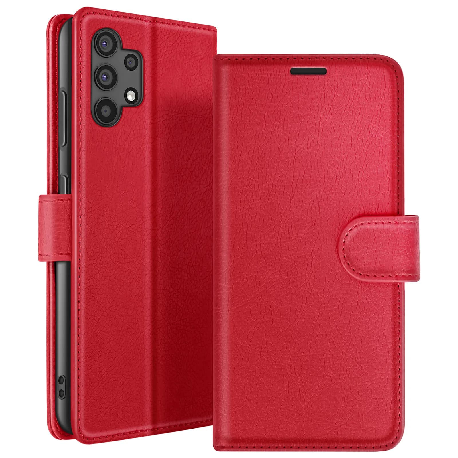 Zanaé Étui Portefeuille pour Galaxy A32 5G avec Support et Languette Magnétique Rouge