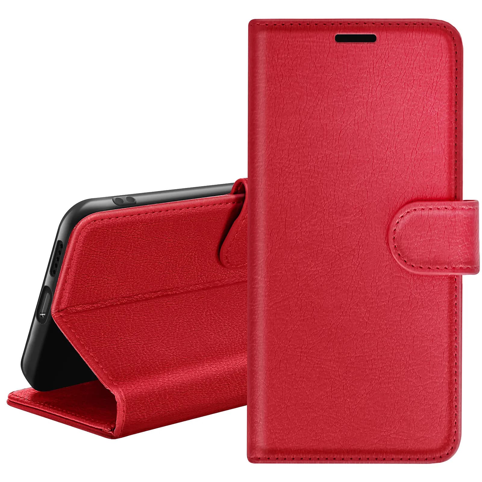 Zanaé Étui Portefeuille pour Google Pixel 8 Support et Languette Magnétique Rouge