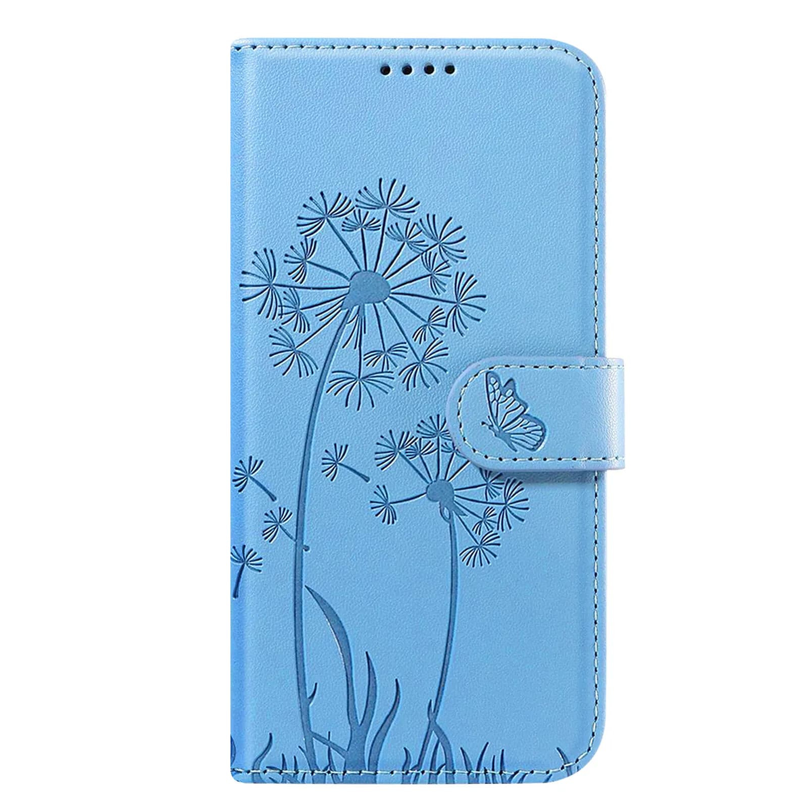 Zanaé Étui Portefeuille pour Galaxy A56 / A36 Premium Design Fleurs Papillon Bleu clair