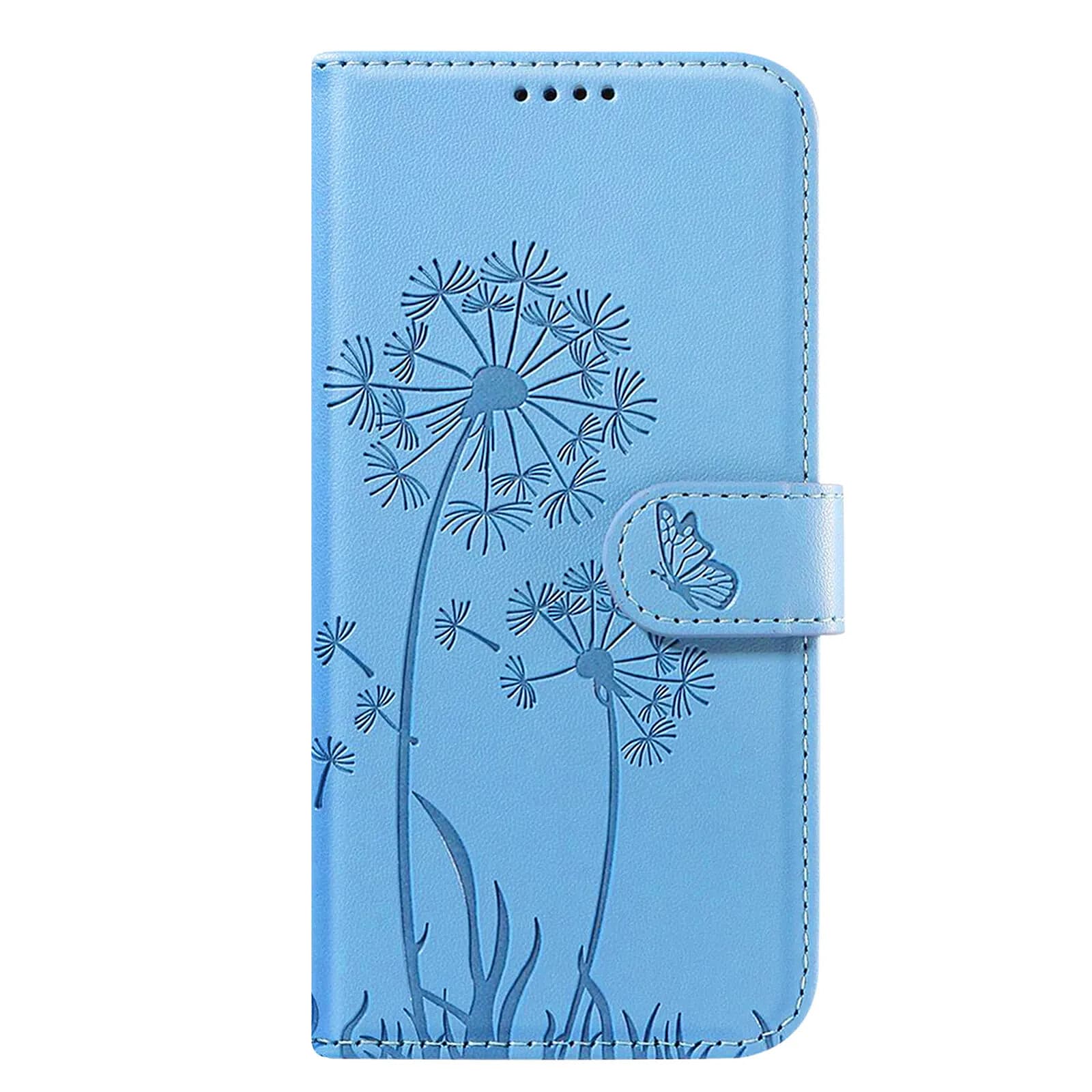 Zanaé Étui Portefeuille pour Galaxy S24 / S25 Premium Design Fleurs Papillon Bleu clair