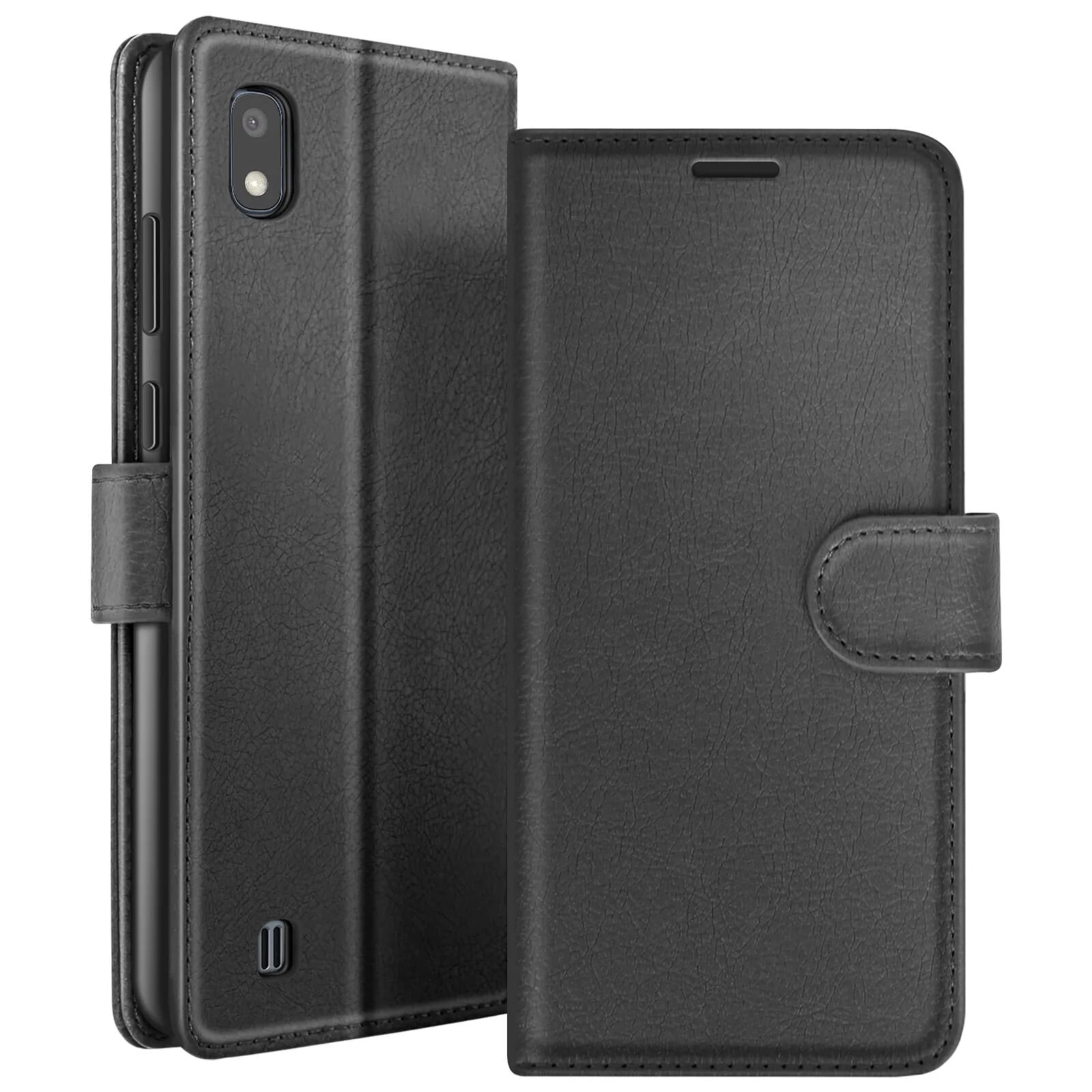 Zanaé Étui Portefeuille pour Galaxy A10 avec Fonction Support et Languette Magnétique Noir