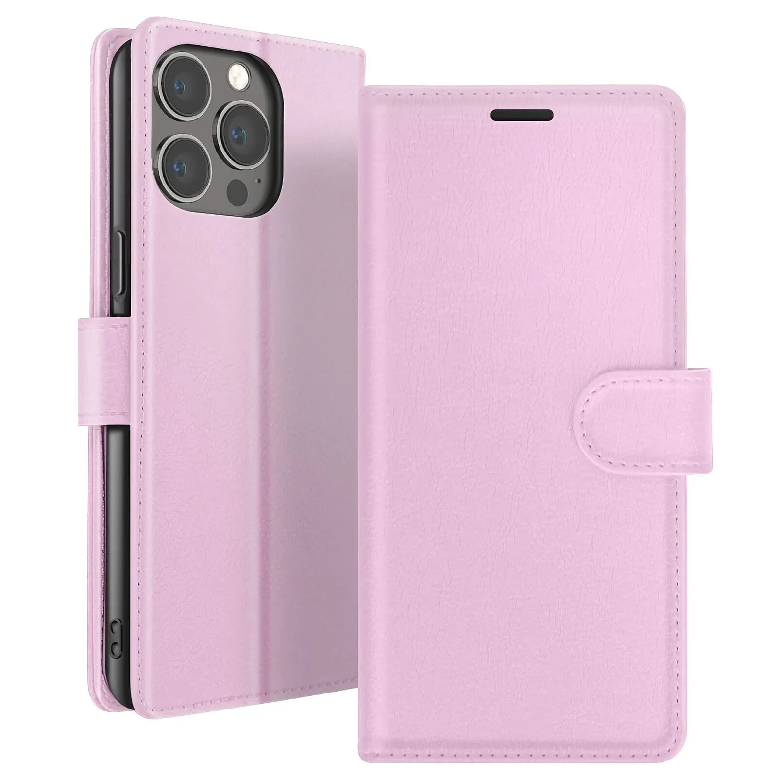 Zanaé Étui Portefeuille pour iPhone 13 Pro Support et Languette Magnétique Rose