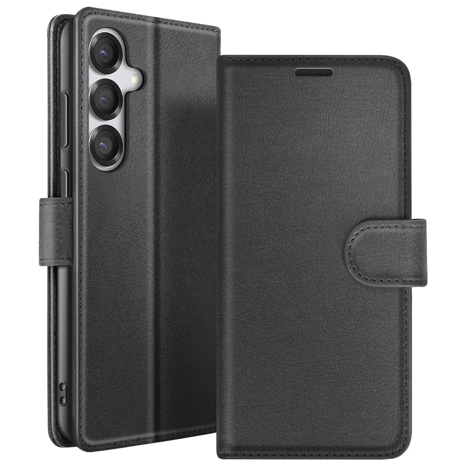Zanaé Étui Portefeuille pour Galaxy S25 / S24 avec Support et Languette Magnétique Noir