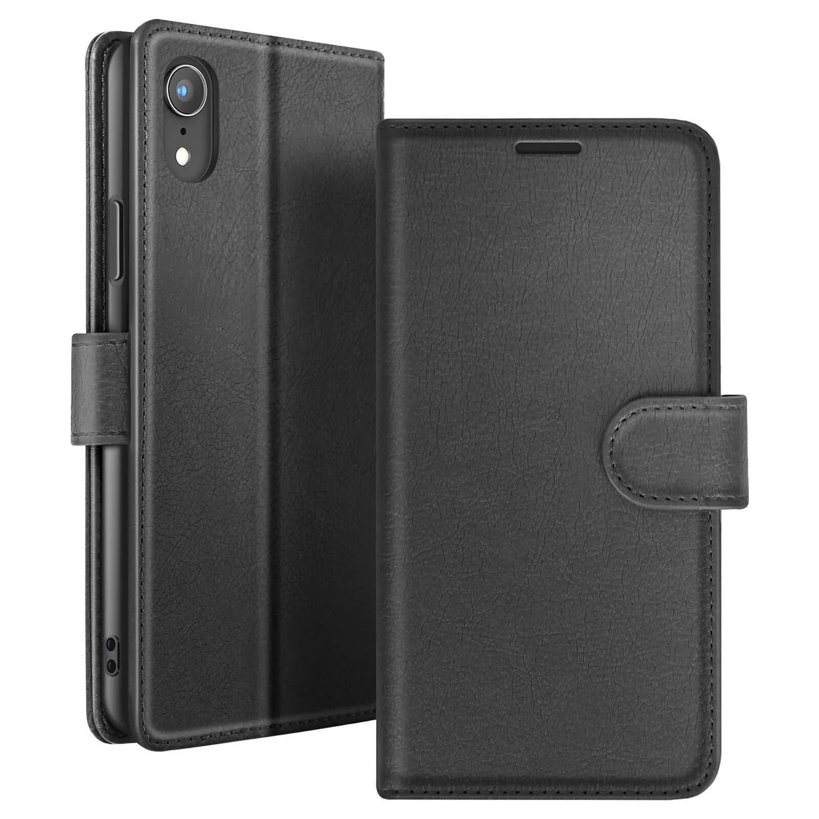 Zanaé Étui Portefeuille pour iPhone XR avec Fonction Support et Languette Magnétique Noir