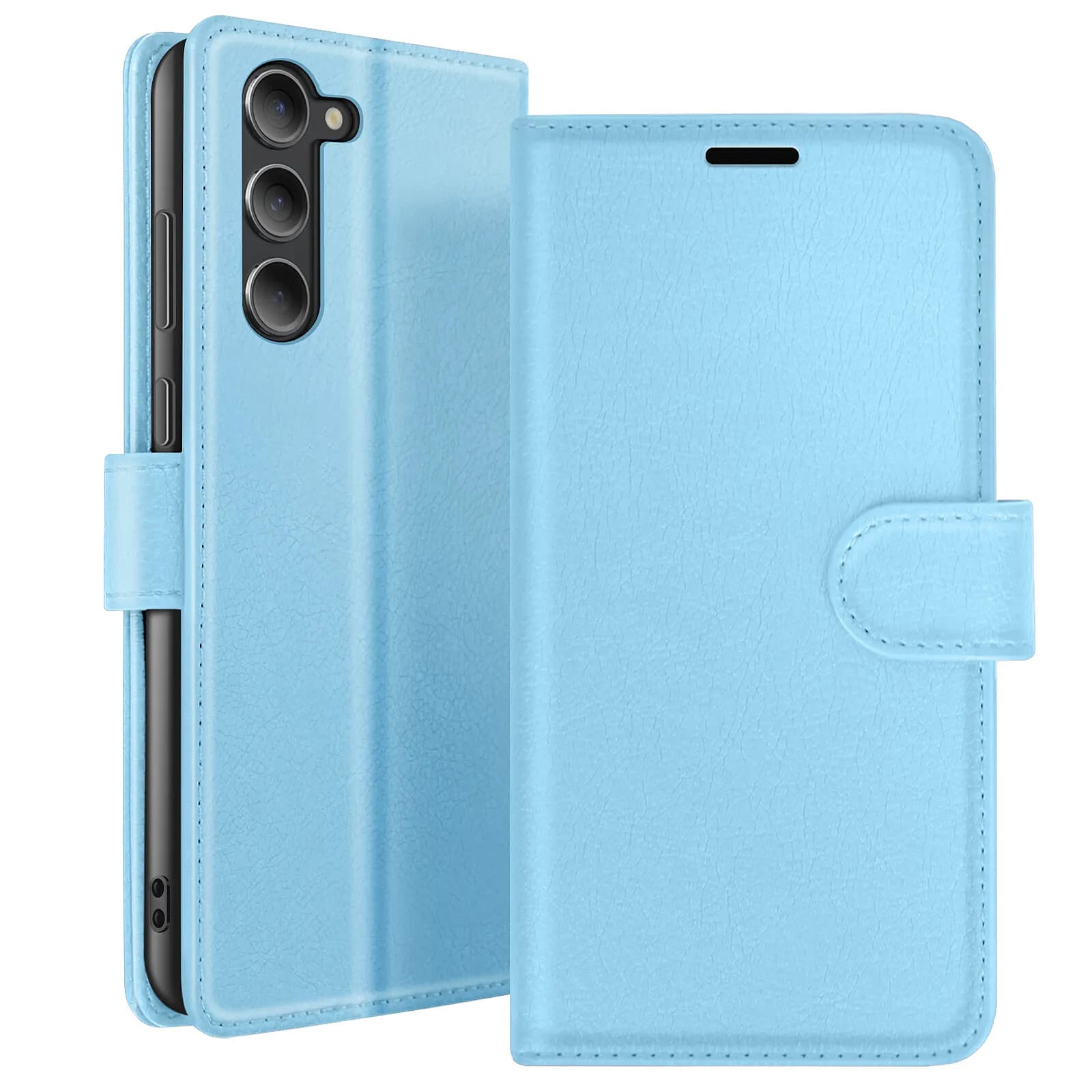 Zanaé Étui Portefeuille pour Galaxy S23 avec Fonction Support et Languette Magnétique Bleu clair
