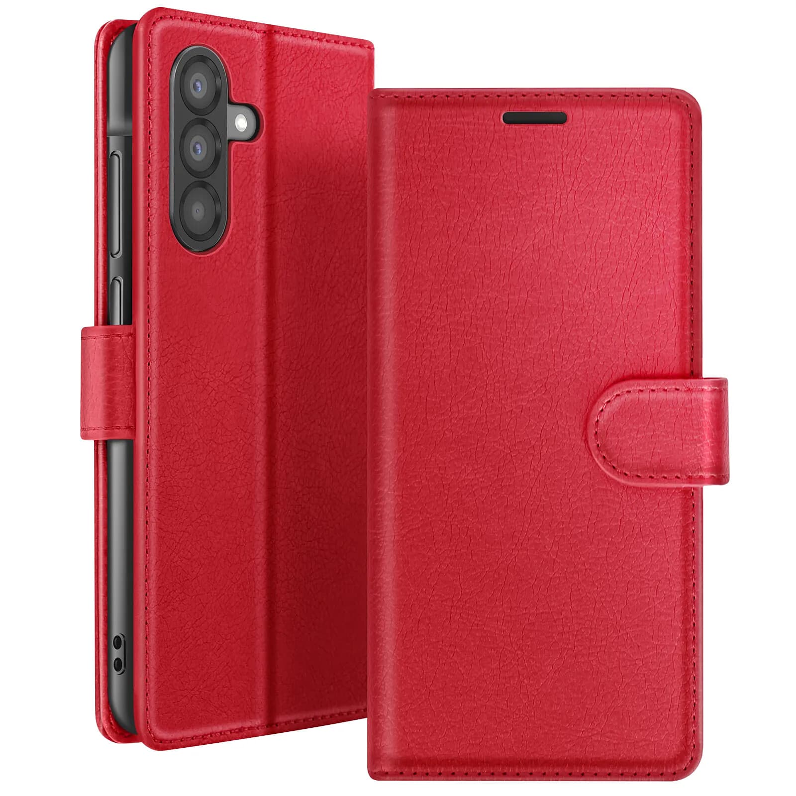 Zanaé Étui Portefeuille pour Galaxy A56 / A36 avec Support et Languette Magnétique Rouge