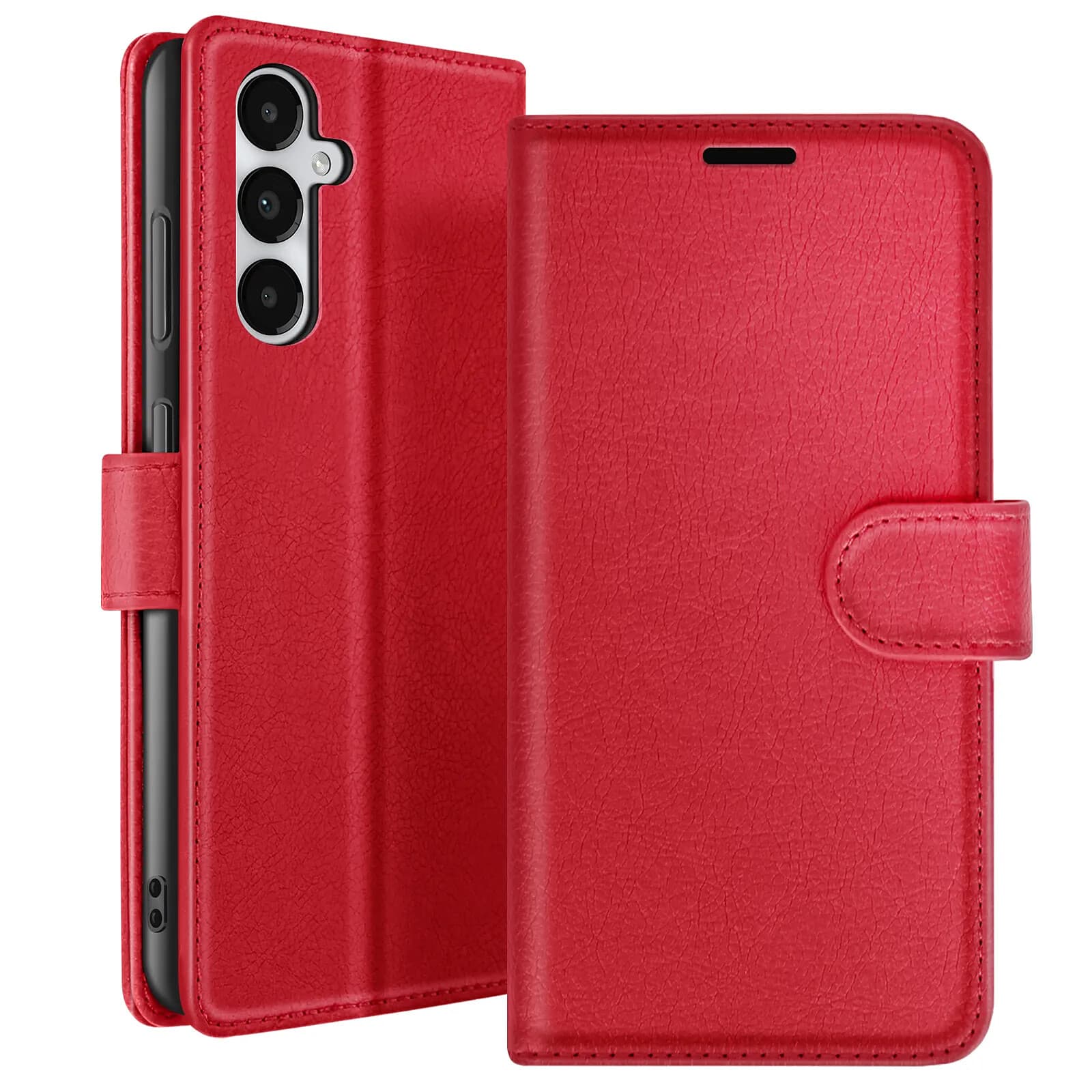 Zanaé Étui Portefeuille pour Galaxy A05s avec Fonction Support et Languette Magnétique Rouge