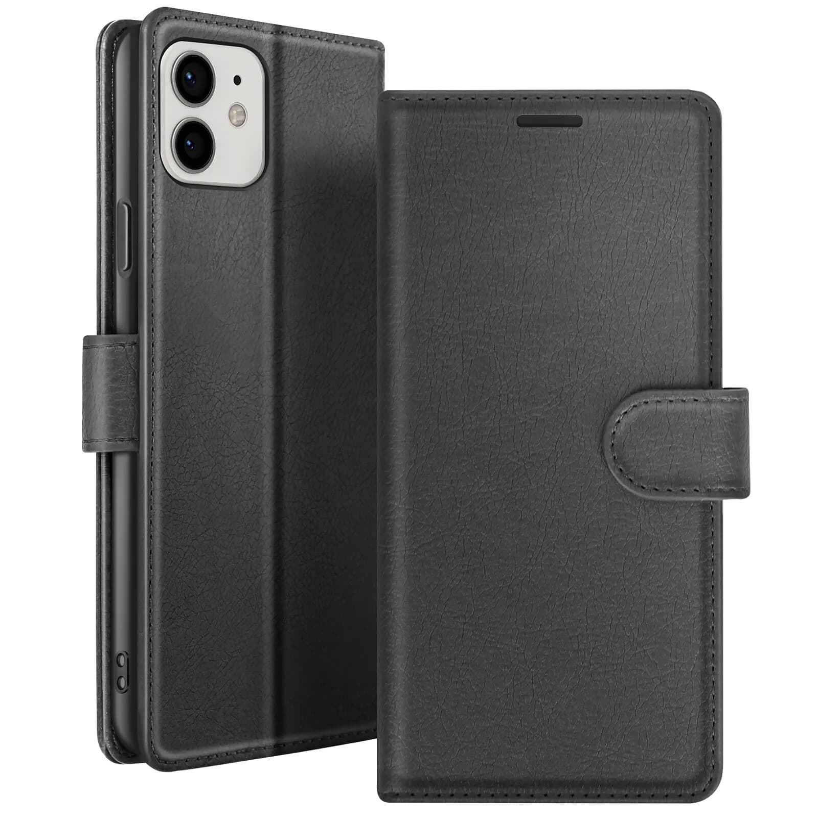 Zanaé Étui Portefeuille pour iPhone 12 et 12 Pro Support et Languette Magnétique Noir