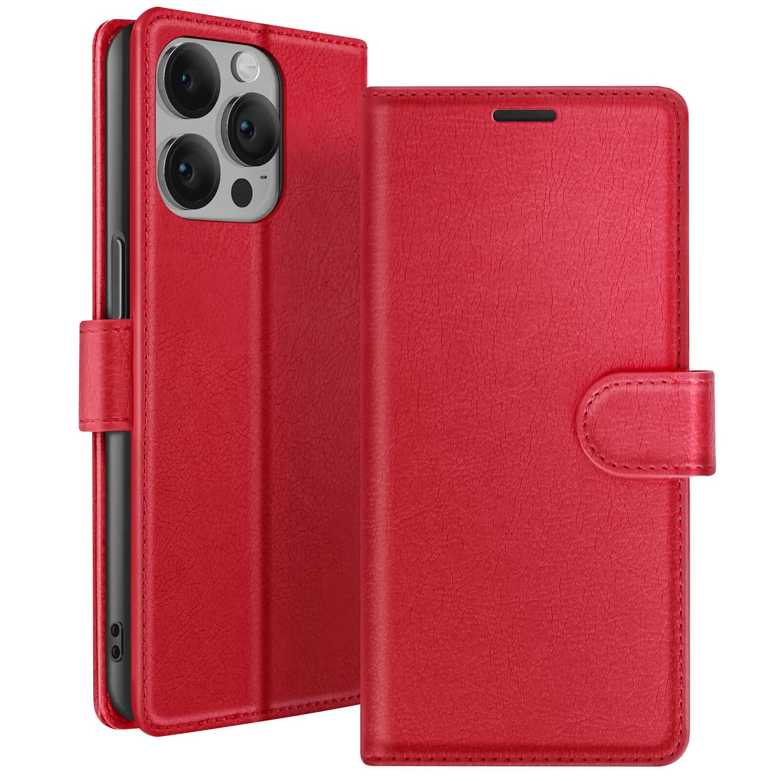 Zanaé Étui Portefeuille pour iPhone 14 Pro Max Support et Languette Magnétique Rouge