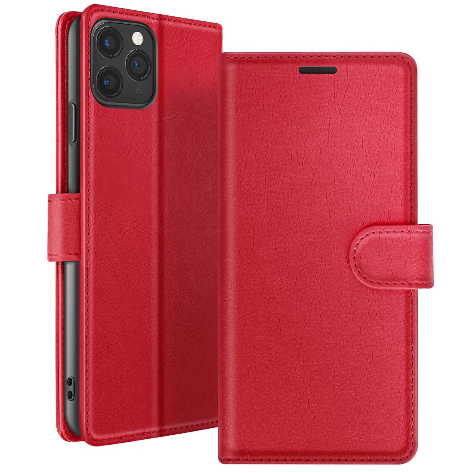 Zanaé Étui Portefeuille pour iPhone 11 Pro Support et Languette Magnétique Rouge