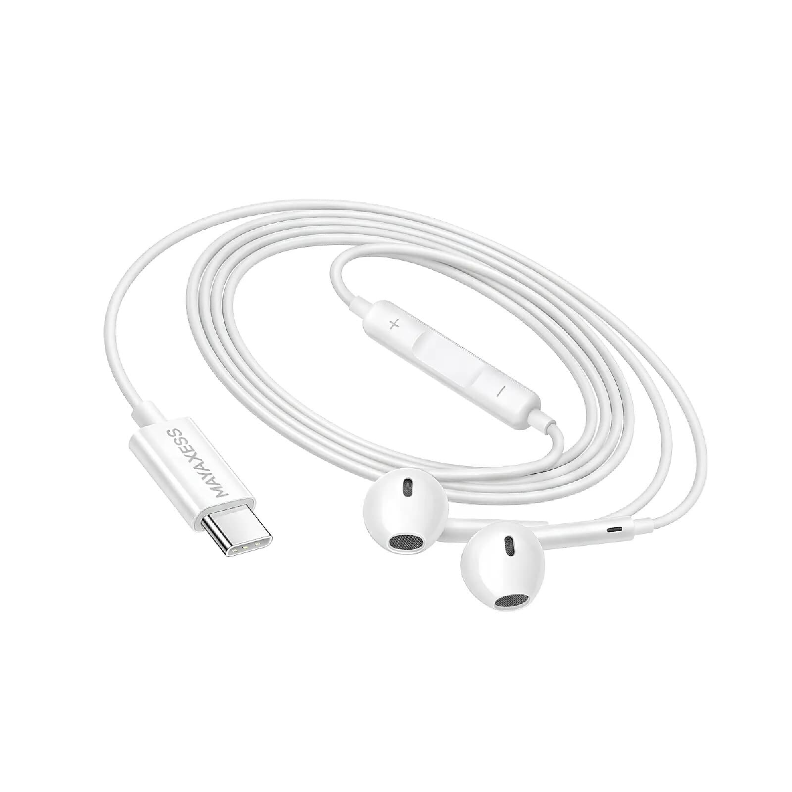 Mayaxess Écouteurs pour Xiaomi 15 Filaires USB-C avec Micro intégré Blanc