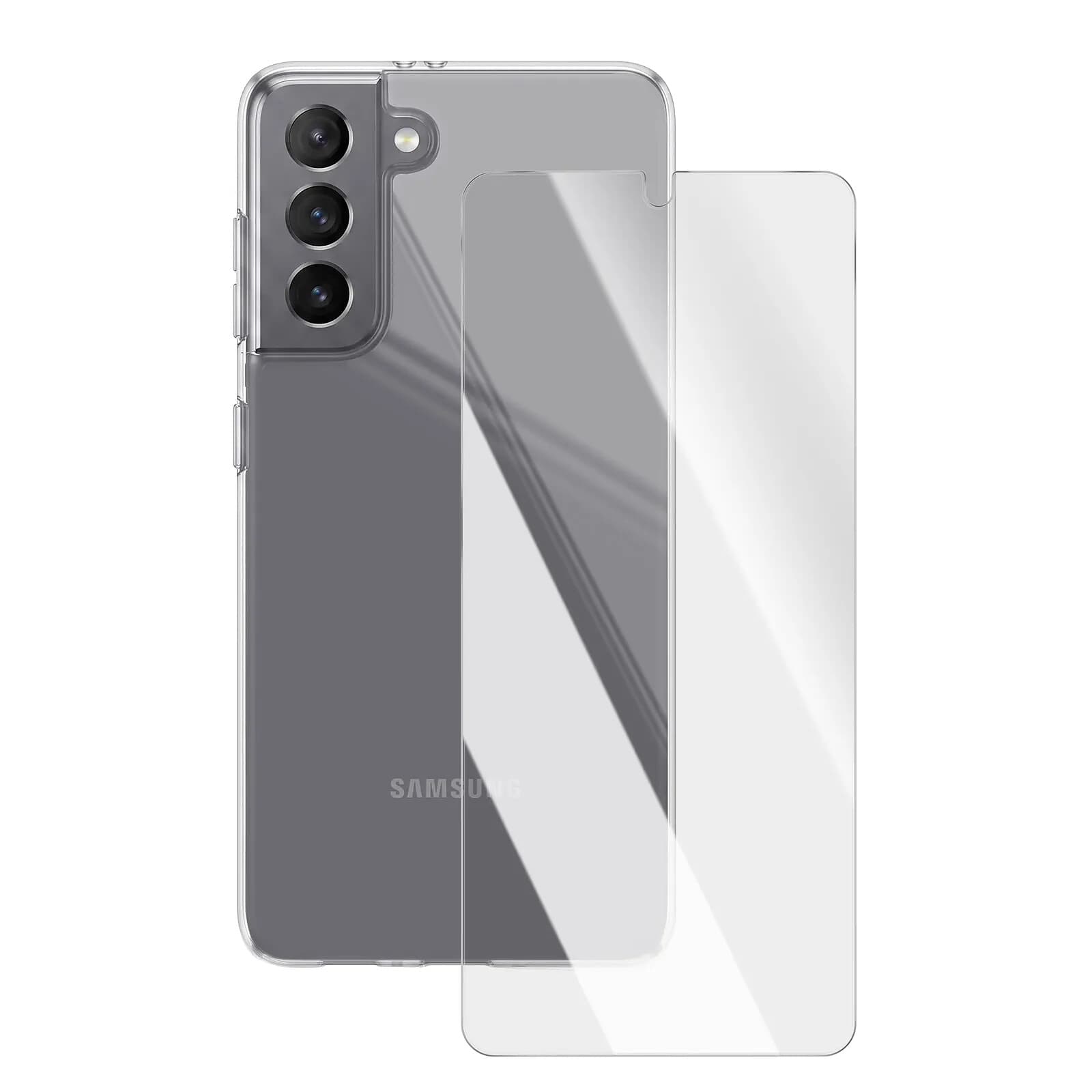 Mayaxess Pack de Protection pour Galaxy S21 avec Coque et Verre Trempé Résistants Transparent