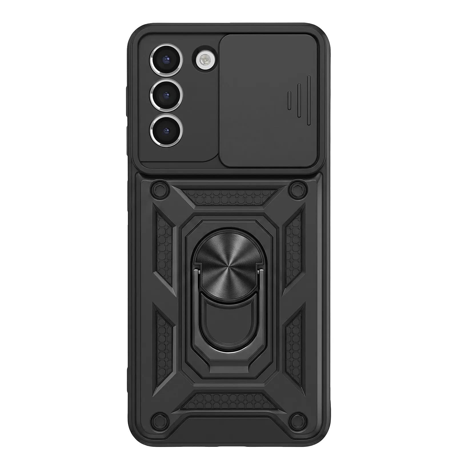 Mayaxess Coque pour Galaxy S21 avec Cache Caméra Coulissant et Bague Magnétique Noir