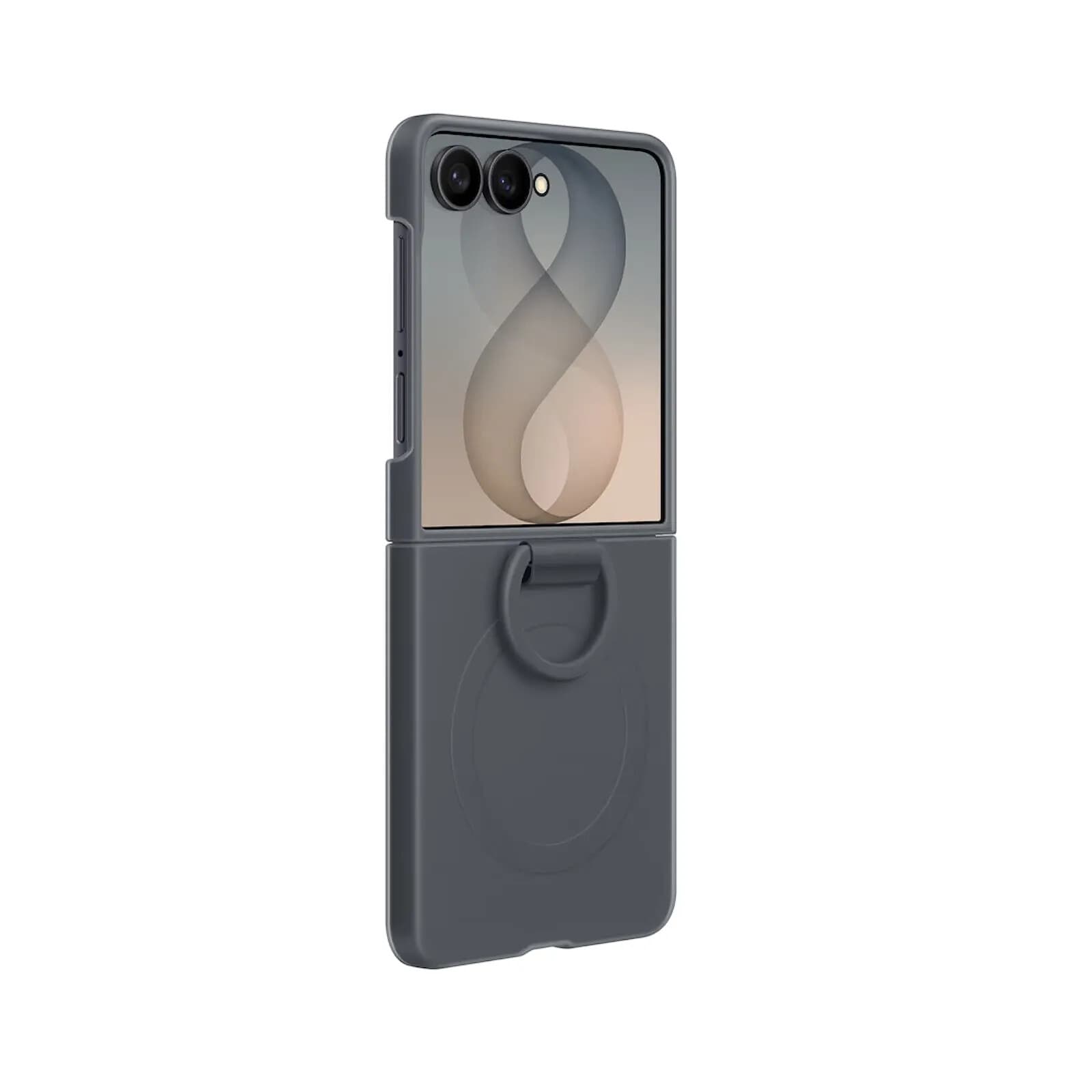 Samsung Coque pour Galaxy Z Flip 8 avec Anneau Magnétique en Silicone Soft-Touch Gris foncé