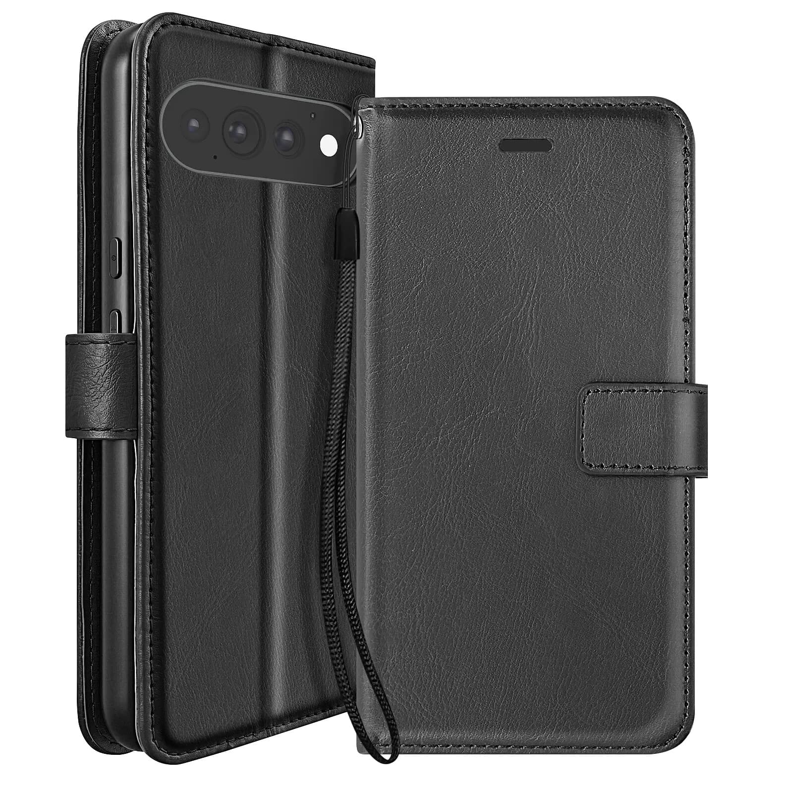 Mayaxess Étui Portefeuille pour Google Pixel 11 Pro avec Dragonne et Fonction Support Noir