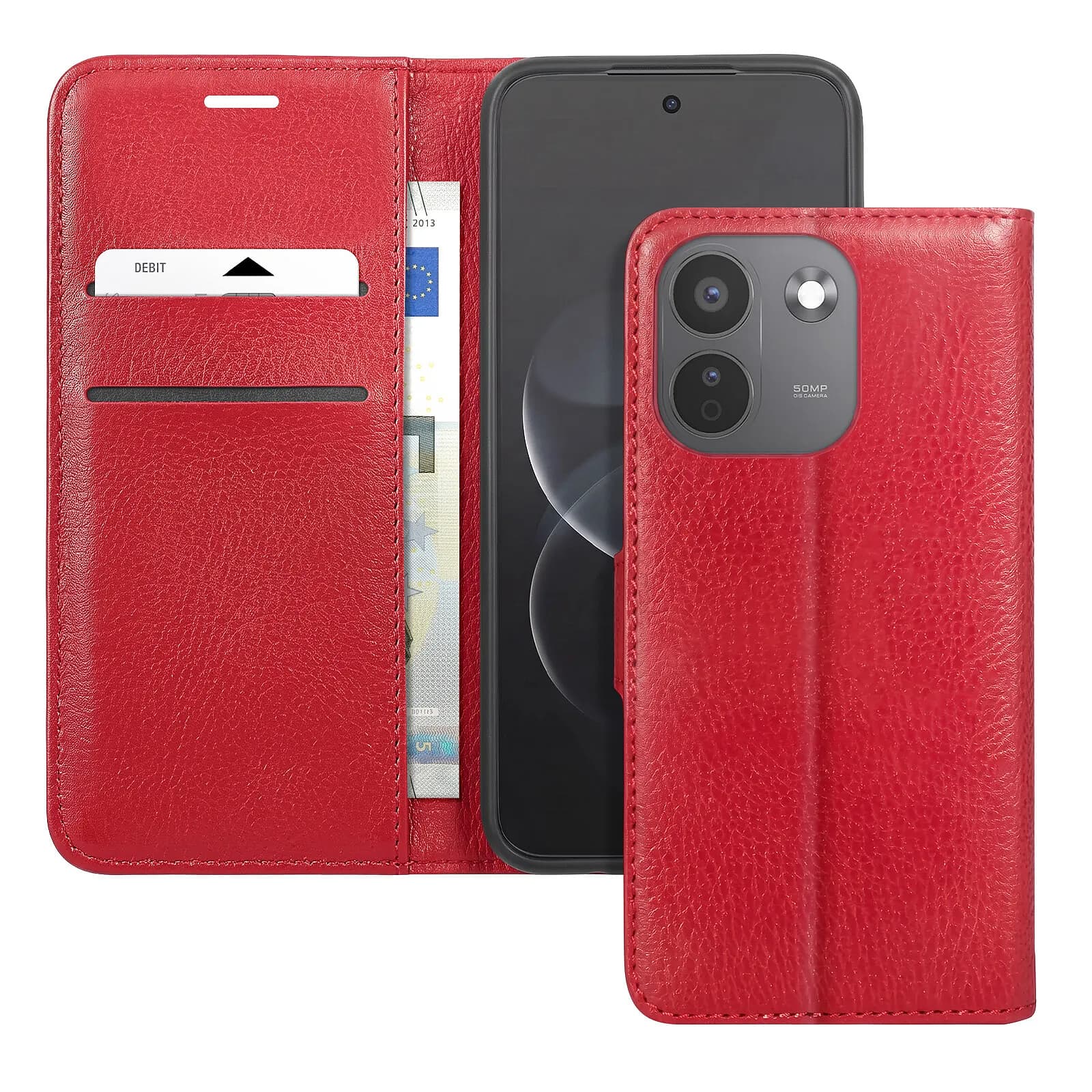 Zanaé Étui Portefeuille pour Redmi Note 17 Pro Max Effet Grainé avec Support Bleu nuit